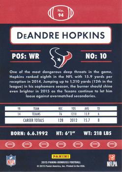 2015 Donruss #94 DeAndre Hopkins Back