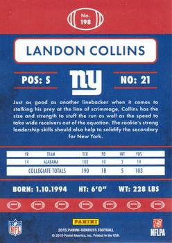 2015 Donruss #198 Landon Collins Back