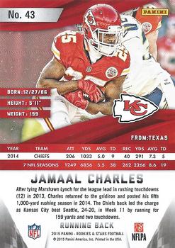 2015 Panini Rookies & Stars #43 Jamaal Charles Back