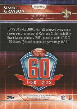 2015 Topps - 60th Anniversary Blue #T60-GG Garrett Grayson Back