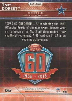 2015 Topps - 60th Anniversary Blue #T60-TDO Tony Dorsett Back