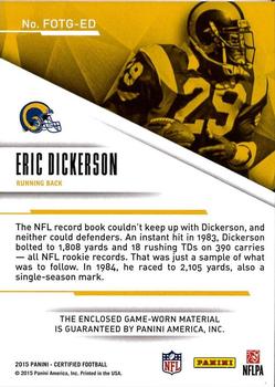 2015 Panini Certified - Fabric of the Game #FOTG-ED Eric Dickerson Back