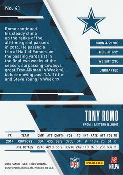2015 Panini Certified - Mirror Silver #41 Tony Romo Back