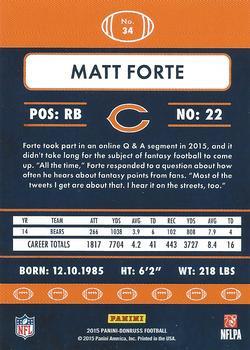 2015 Donruss - Red Foil #34 Matt Forte Back