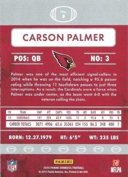2015 Donruss - Stat Line Career Green #8 Carson Palmer Back