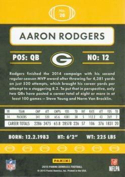 2015 Donruss - Stat Line Career Green #20 Aaron Rodgers Back