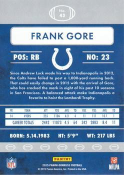 2015 Donruss - Stat Line Career Green #43 Frank Gore Back
