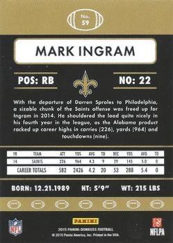 2015 Donruss - Stat Line Career Green #59 Mark Ingram Back