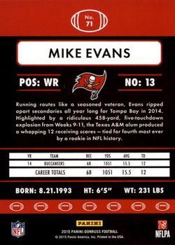 2015 Donruss - Stat Line Career Green #71 Mike Evans Back