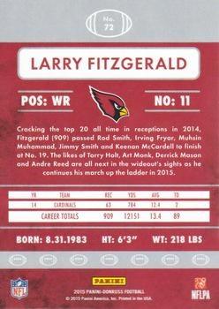 2015 Donruss - Stat Line Career Green #72 Larry Fitzgerald Back