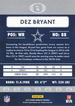 2015 Donruss - Stat Line Career Green #76 Dez Bryant Back