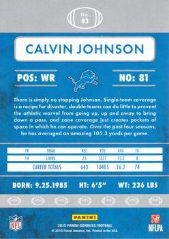 2015 Donruss - Stat Line Career Green #83 Calvin Johnson Back