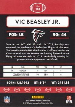 2015 Donruss - Stat Line Career Green #188 Vic Beasley Jr. Back
