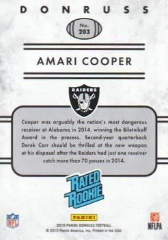 2015 Donruss - Stat Line Career Green #203 Amari Cooper Back