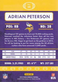 2015 Donruss - Stat Line Season #64 Adrian Peterson Back