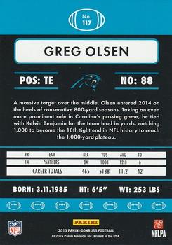 2015 Donruss - Press Proof Blue #117 Greg Olsen Back
