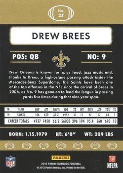 2015 Donruss - Press Proof Gold #27 Drew Brees Back