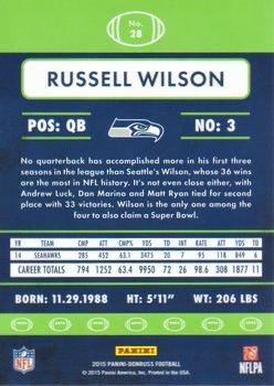 2015 Donruss - Press Proof Gold #28 Russell Wilson Back