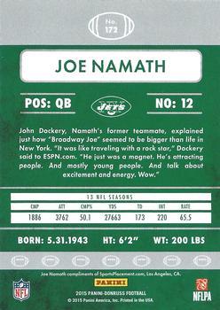 2015 Donruss - Press Proof Black #172 Joe Namath Back