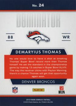 2015 Donruss - Dominator #24 Demaryius Thomas Back