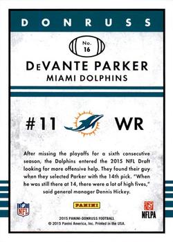 2015 Donruss - Throwback Rookies 1985 #16 DeVante Parker Back