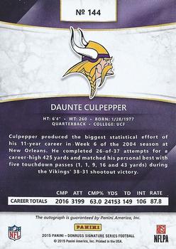 2015 Donruss Signature Series #144 Daunte Culpepper Back