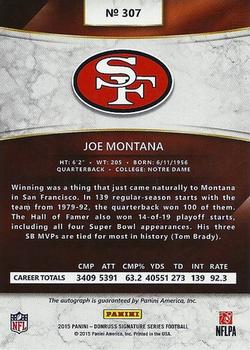 2015 Donruss Signature Series #307 Joe Montana Back