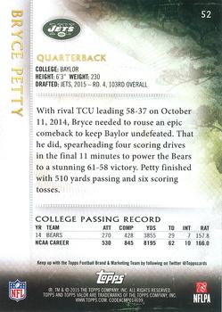 2015 Topps Valor - Speed #52 Bryce Petty Back