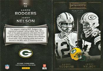 2015 Panini Playbook - Gold #32 Aaron Rodgers / Jordy Nelson Front