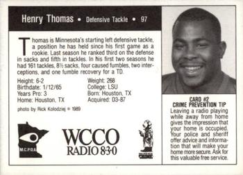 1989 Minnesota Vikings Police #2 Henry Thomas Back