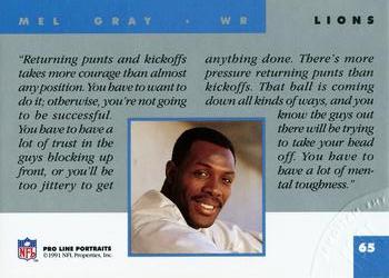 1991 Pro Line Portraits - National Convention #65 Mel Gray Back