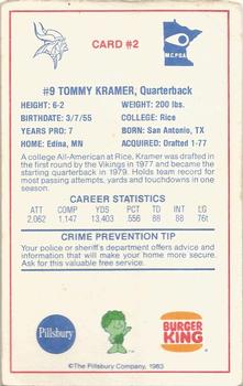 1983 Minnesota Vikings Police #2 Tommy Kramer Back
