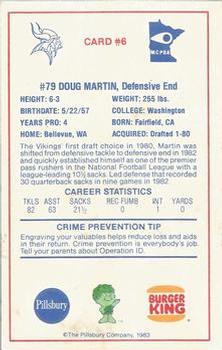 1983 Minnesota Vikings Police #6 Doug Martin Back