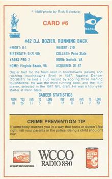 1988 Minnesota Vikings Police #6 D.J. Dozier Back