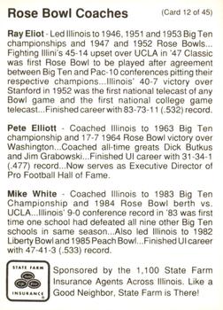 1990 State Farm Insurance Illinois Fighting Illini Centennial #12 Ray Eliot / Pete Elliott / Mike White Back