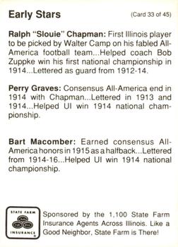 1990 State Farm Insurance Illinois Fighting Illini Centennial #33 Ralph Chapman / Perry Graves / Bart Macomber Back