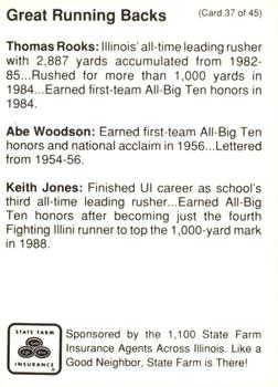 1990 State Farm Insurance Illinois Fighting Illini Centennial #37 Thomas Rooks / Abe Woodson / Keith Jones Back