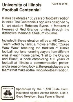 1990 State Farm Insurance Illinois Fighting Illini Centennial #45 Football Centennial Back