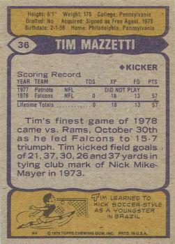 1979 Topps - Cream Colored Back #36 Tim Mazzetti Back