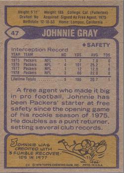 1979 Topps - Cream Colored Back #47 Johnnie Gray Back