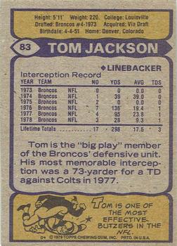 1979 Topps - Cream Colored Back #83 Tom Jackson Back