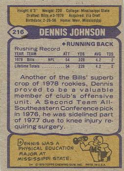 1979 Topps - Cream Colored Back #216 Dennis Johnson Back