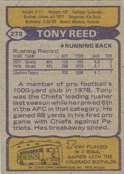1979 Topps - Cream Colored Back #278 Tony Reed Back