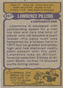 1979 Topps - Cream Colored Back #287 Lawrence Pillers Back
