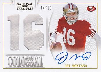 2014 Panini National Treasures - 2013 NT Colossal Prime Jersey Number Signatures #28 Joe Montana Front
