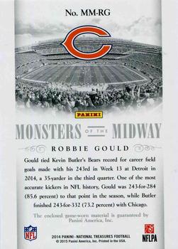 2014 Panini National Treasures - Monsters of the Midway Memorabilia Prime #MM-RG Robbie Gould Back