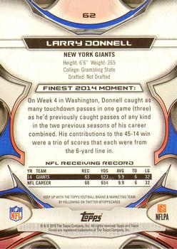 2015 Finest - Refractor #62 Larry Donnell Back