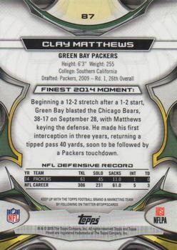 2015 Finest - Refractor #87 Clay Matthews Back