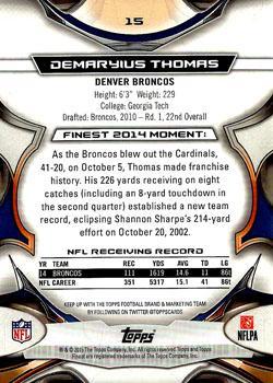 2015 Finest - Black Refractor #15 Demaryius Thomas Back