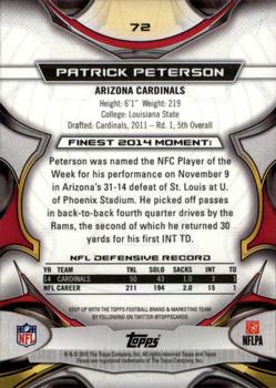 2015 Finest - Black Refractor #72 Patrick Peterson Back